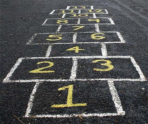 Hopscotch, a game of number, movement and pattern.